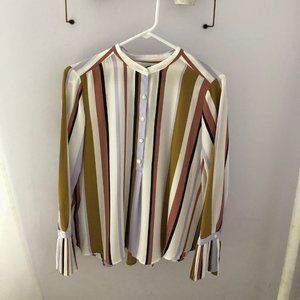 Ann Taylor Stripped Long Sleeve Blouse